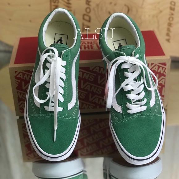 VANS Old Skool Deep Grass Green True White W - Picture 4 of 8
